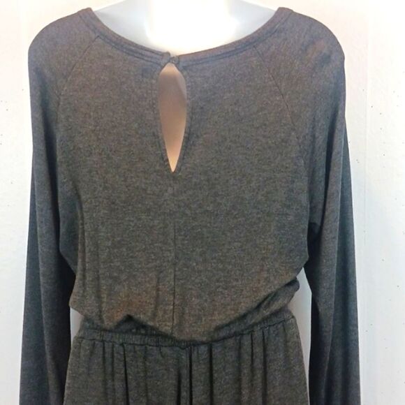 Lou & Grey Signature soft wide leg long-sleeve drawstring waist gray jumpsuit - Picture 10 of 13